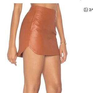 Karina Grimaldi Brown Mini Skirt lamb skin